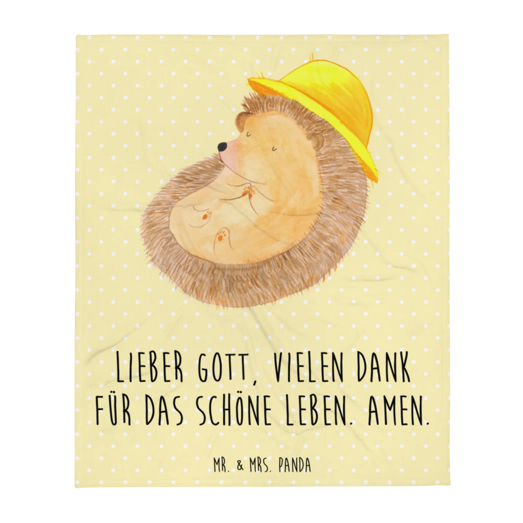 Kuscheldecke Igel Beten Decke, Wohndecke, Tagesdecke, Sofadecke, Wolldecke, Tiermotive, Gute Laune, lustige Sprüche, Tiere, Igel mit Hut, Igel, Amen, beten, Gott, Dankbarkeit, Sonnenhut, Leben, genießen, dankbar, Dankbar sein