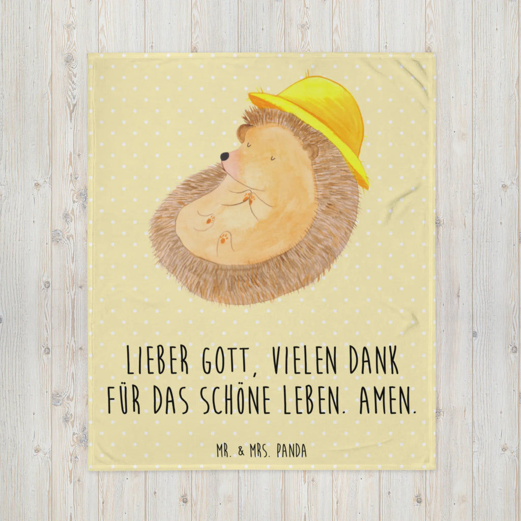 Kuscheldecke Igel Beten Decke, Wohndecke, Tagesdecke, Sofadecke, Wolldecke, Tiermotive, Gute Laune, lustige Sprüche, Tiere, Igel mit Hut, Igel, Amen, beten, Gott, Dankbarkeit, Sonnenhut, Leben, genießen, dankbar, Dankbar sein
