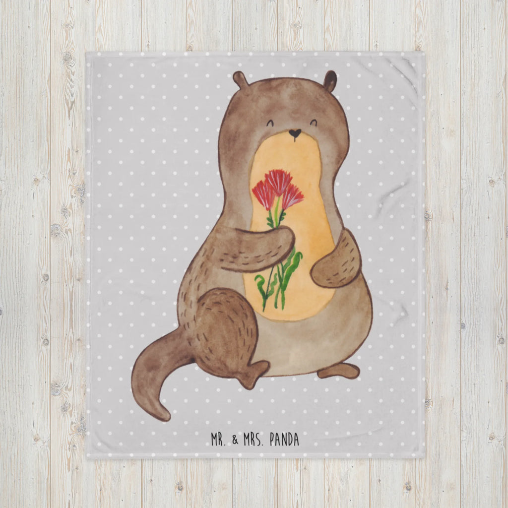 Koc wydra bukiet kwiatów Tagesdecke, Decke, Sofadecke, Wolldecke, Wohndecke, Otter, Fischotter, Seeotter, Otter Seeotter See Otter