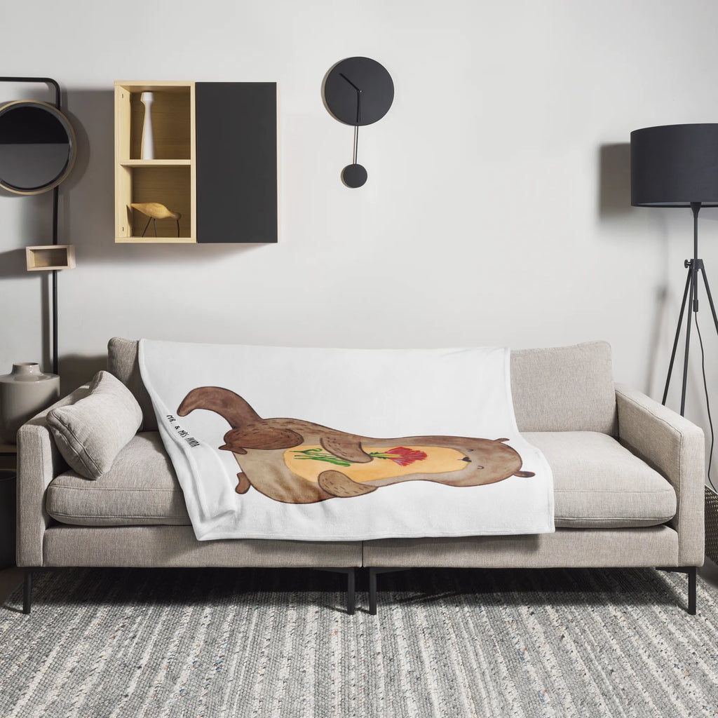 Koc wydra bukiet kwiatów Tagesdecke, Decke, Sofadecke, Wolldecke, Wohndecke, Otter, Fischotter, Seeotter, Otter Seeotter See Otter