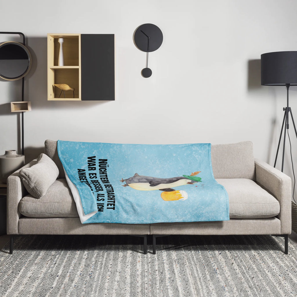 Kuscheldecke Pinguin Bier Sofadecke, Wohndecke, Decke, Tagesdecke, Wolldecke, Pinguin, Pinguine, Bier, Oktoberfest