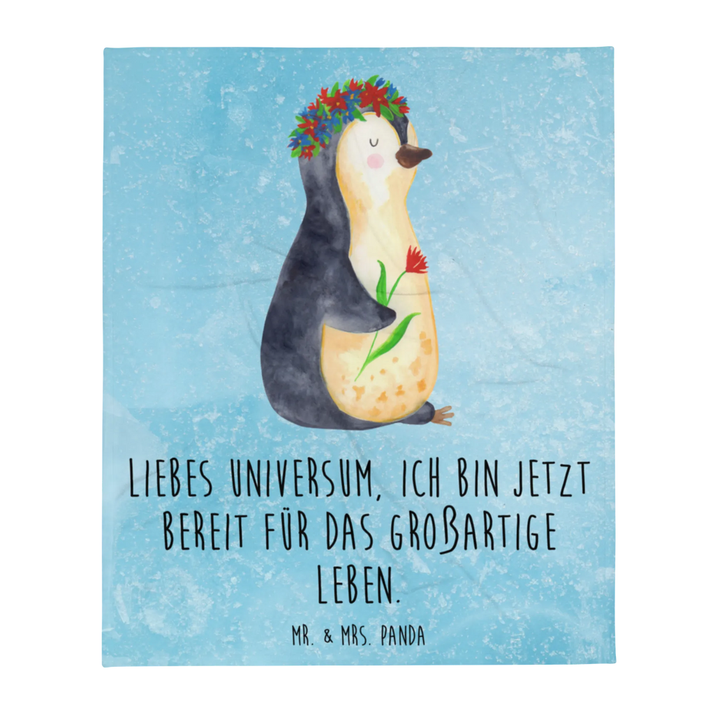 Blanket Penguin Flower Decke, Wohndecke, Sofadecke, Tagesdecke, Wolldecke, Pinguin, Pinguine, Wünsche, Motivation, Blumenkranz, Universum, Liebeskummer, Ziele, Leben, Geschenkidee, Lebensziele, Lebenslust