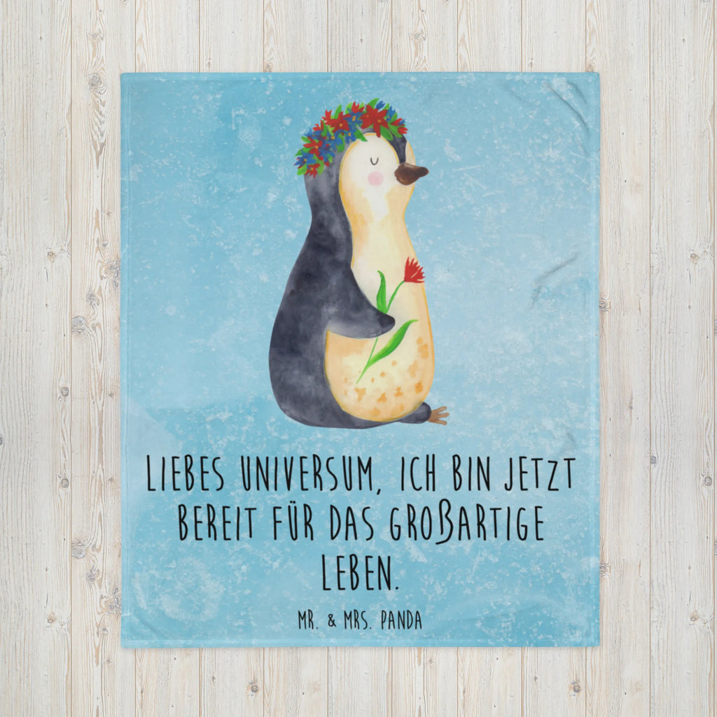 Blanket Penguin Flower Decke, Wohndecke, Sofadecke, Tagesdecke, Wolldecke, Pinguin, Pinguine, Wünsche, Motivation, Blumenkranz, Universum, Liebeskummer, Ziele, Leben, Geschenkidee, Lebensziele, Lebenslust