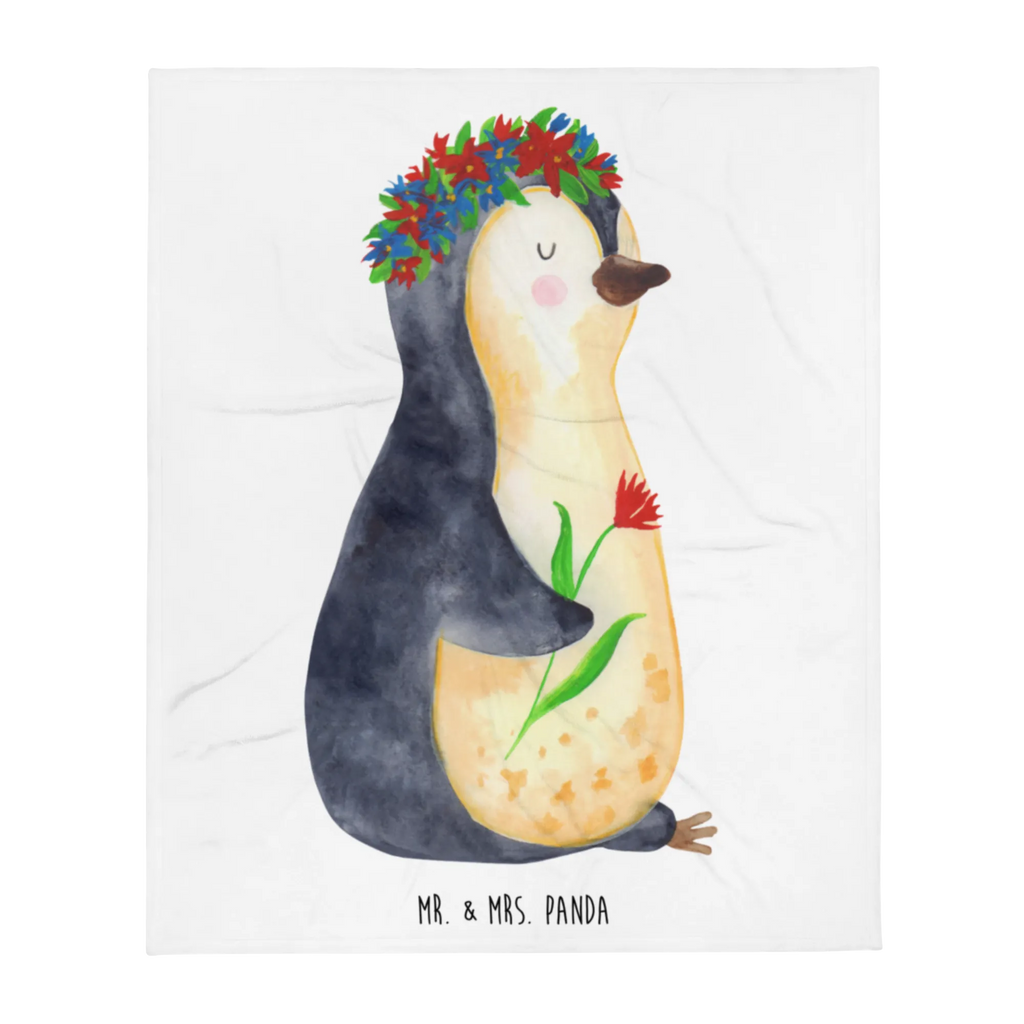 Blanket Penguin Flower Decke, Wohndecke, Sofadecke, Tagesdecke, Wolldecke, Pinguin, Pinguine, Wünsche, Motivation, Blumenkranz, Universum, Liebeskummer, Ziele, Leben, Geschenkidee, Lebensziele, Lebenslust