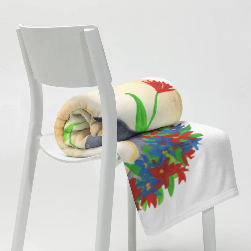 Blanket Penguin Flower Decke, Wohndecke, Sofadecke, Tagesdecke, Wolldecke, Pinguin, Pinguine, Wünsche, Motivation, Blumenkranz, Universum, Liebeskummer, Ziele, Leben, Geschenkidee, Lebensziele, Lebenslust