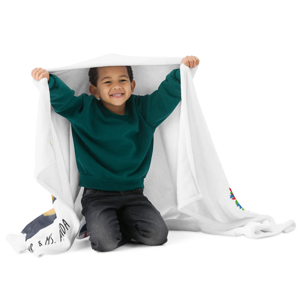 Blanket Penguin Flower Decke, Wohndecke, Sofadecke, Tagesdecke, Wolldecke, Pinguin, Pinguine, Wünsche, Motivation, Blumenkranz, Universum, Liebeskummer, Ziele, Leben, Geschenkidee, Lebensziele, Lebenslust