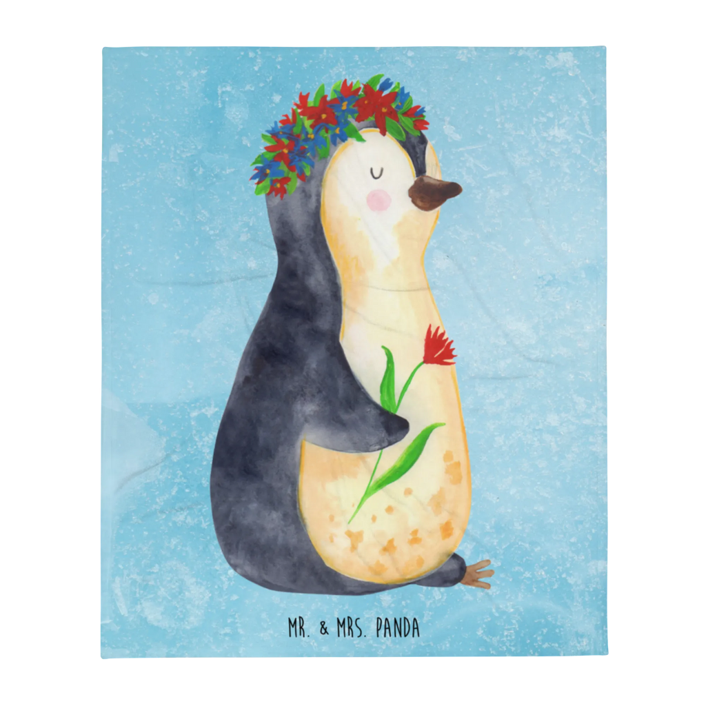 Blanket Penguin Flower Decke, Wohndecke, Sofadecke, Tagesdecke, Wolldecke, Pinguin, Pinguine, Wünsche, Motivation, Blumenkranz, Universum, Liebeskummer, Ziele, Leben, Geschenkidee, Lebensziele, Lebenslust