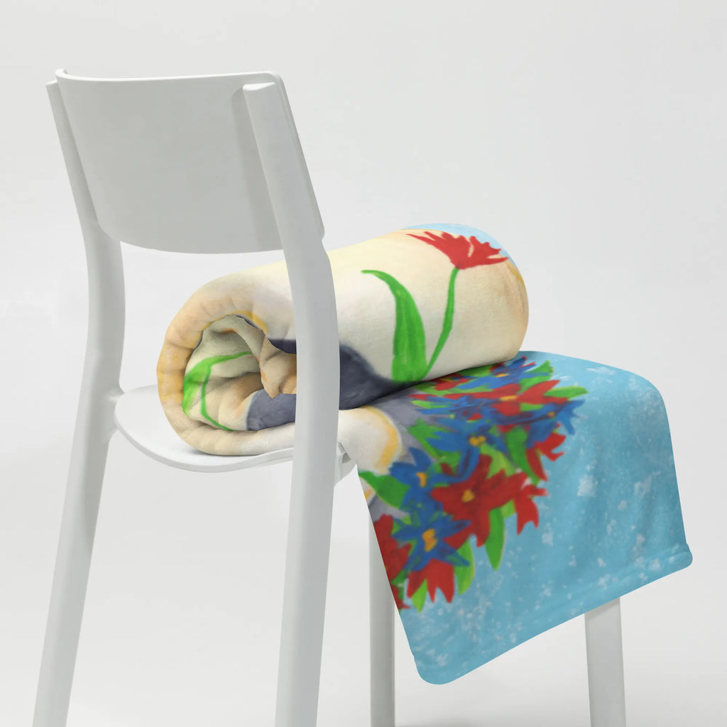 Blanket Penguin Flower Decke, Wohndecke, Sofadecke, Tagesdecke, Wolldecke, Pinguin, Pinguine, Wünsche, Motivation, Blumenkranz, Universum, Liebeskummer, Ziele, Leben, Geschenkidee, Lebensziele, Lebenslust