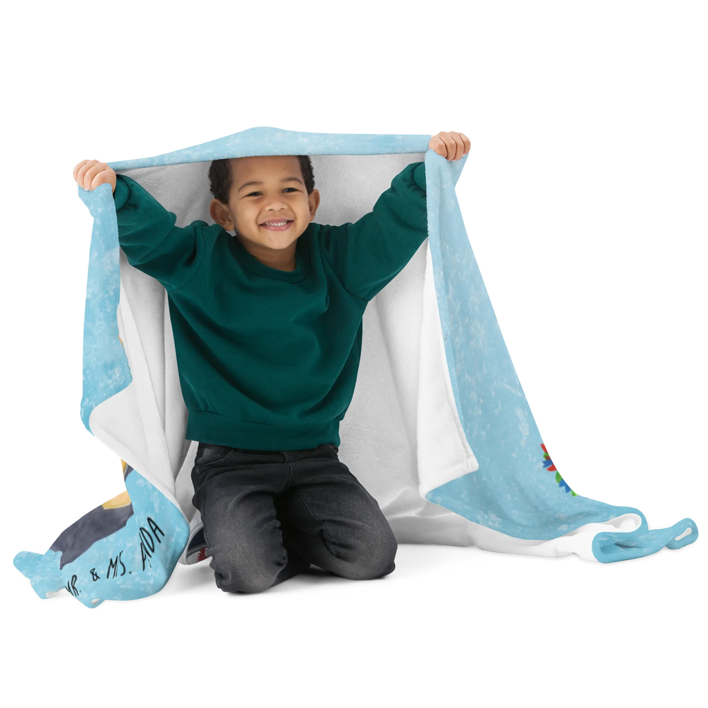 Blanket Penguin Flower Decke, Wohndecke, Sofadecke, Tagesdecke, Wolldecke, Pinguin, Pinguine, Wünsche, Motivation, Blumenkranz, Universum, Liebeskummer, Ziele, Leben, Geschenkidee, Lebensziele, Lebenslust