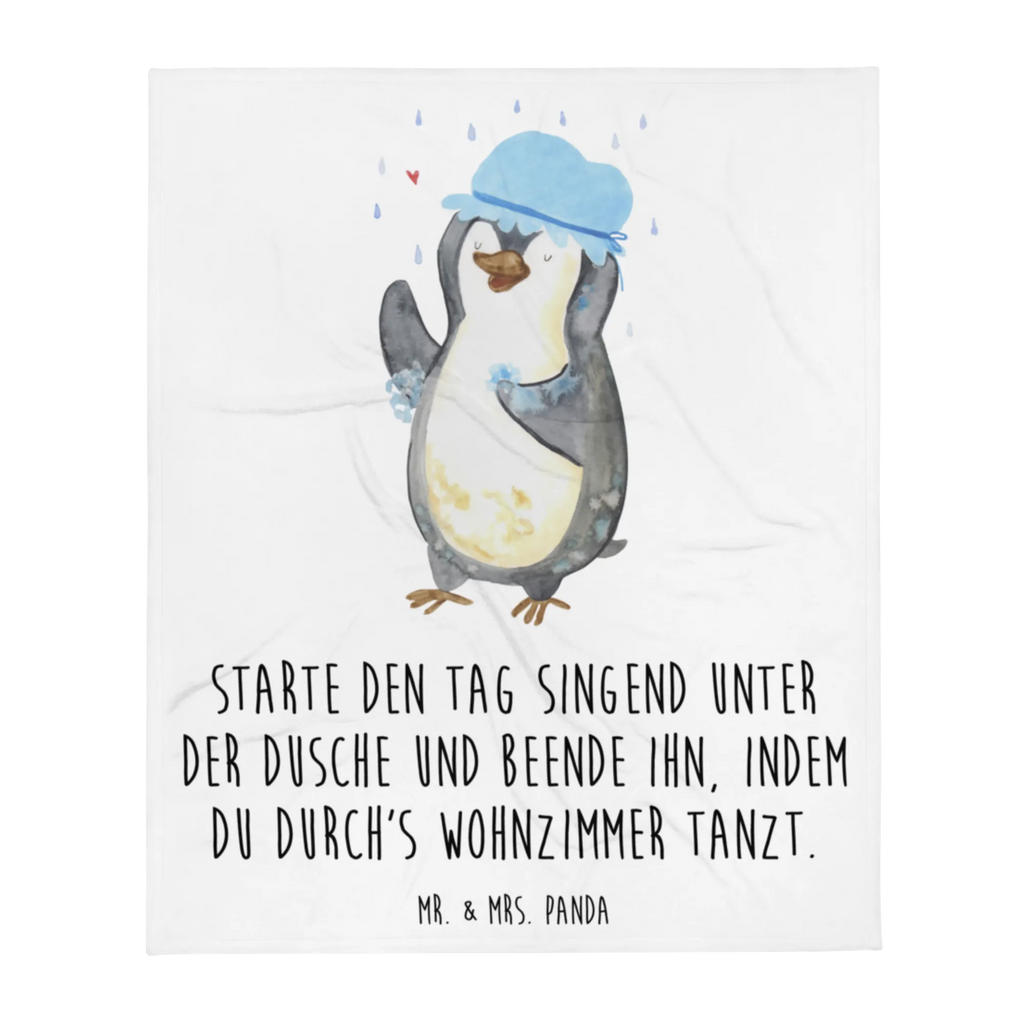 Kuscheldecke Pinguin Duschen Tagesdecke, Wolldecke, Wohndecke, Sofadecke, Decke, Pinguin, Motivation, Neustart, duschen, Lebensmotto, Neuanfang, Pinguine, glücklich sein, Dusche