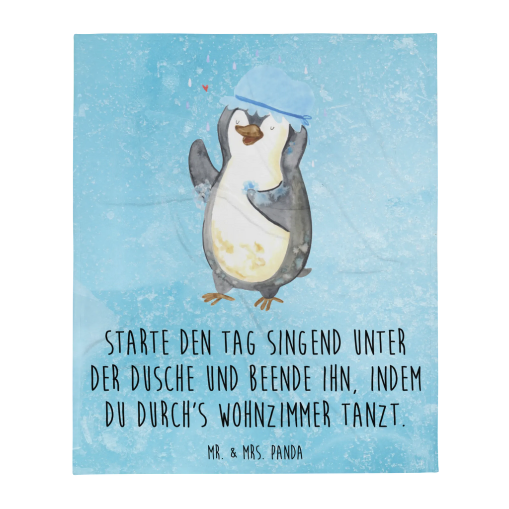Kuscheldecke Pinguin Duschen Tagesdecke, Wolldecke, Wohndecke, Sofadecke, Decke, Pinguin, Motivation, Neustart, duschen, Lebensmotto, Neuanfang, Pinguine, glücklich sein, Dusche