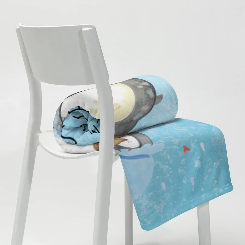 Kuscheldecke Pinguin Duschen Tagesdecke, Wolldecke, Wohndecke, Sofadecke, Decke, Pinguin, Motivation, Neustart, duschen, Lebensmotto, Neuanfang, Pinguine, glücklich sein, Dusche