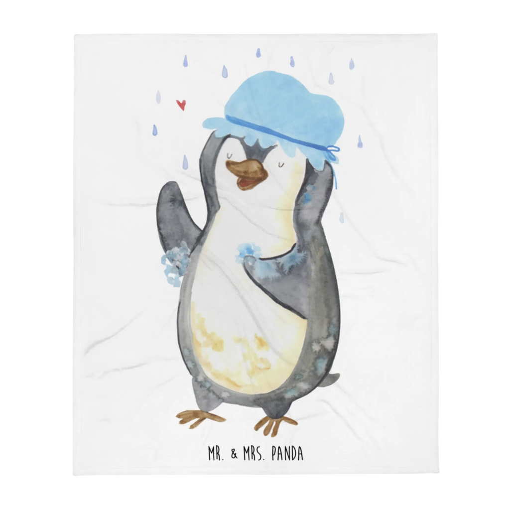 Kuscheldecke Pinguin Duschen Tagesdecke, Wolldecke, Wohndecke, Sofadecke, Decke, Pinguin, Motivation, Neustart, duschen, Lebensmotto, Neuanfang, Pinguine, glücklich sein, Dusche