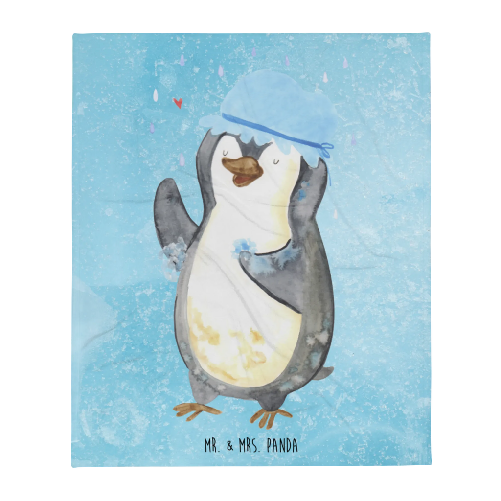 Kuscheldecke Pinguin Duschen Tagesdecke, Wolldecke, Wohndecke, Sofadecke, Decke, Pinguin, Motivation, Neustart, duschen, Lebensmotto, Neuanfang, Pinguine, glücklich sein, Dusche