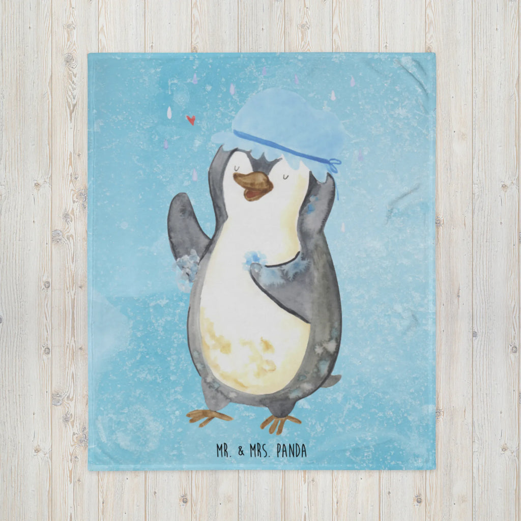 Kuscheldecke Pinguin Duschen Tagesdecke, Wolldecke, Wohndecke, Sofadecke, Decke, Pinguin, Motivation, Neustart, duschen, Lebensmotto, Neuanfang, Pinguine, glücklich sein, Dusche