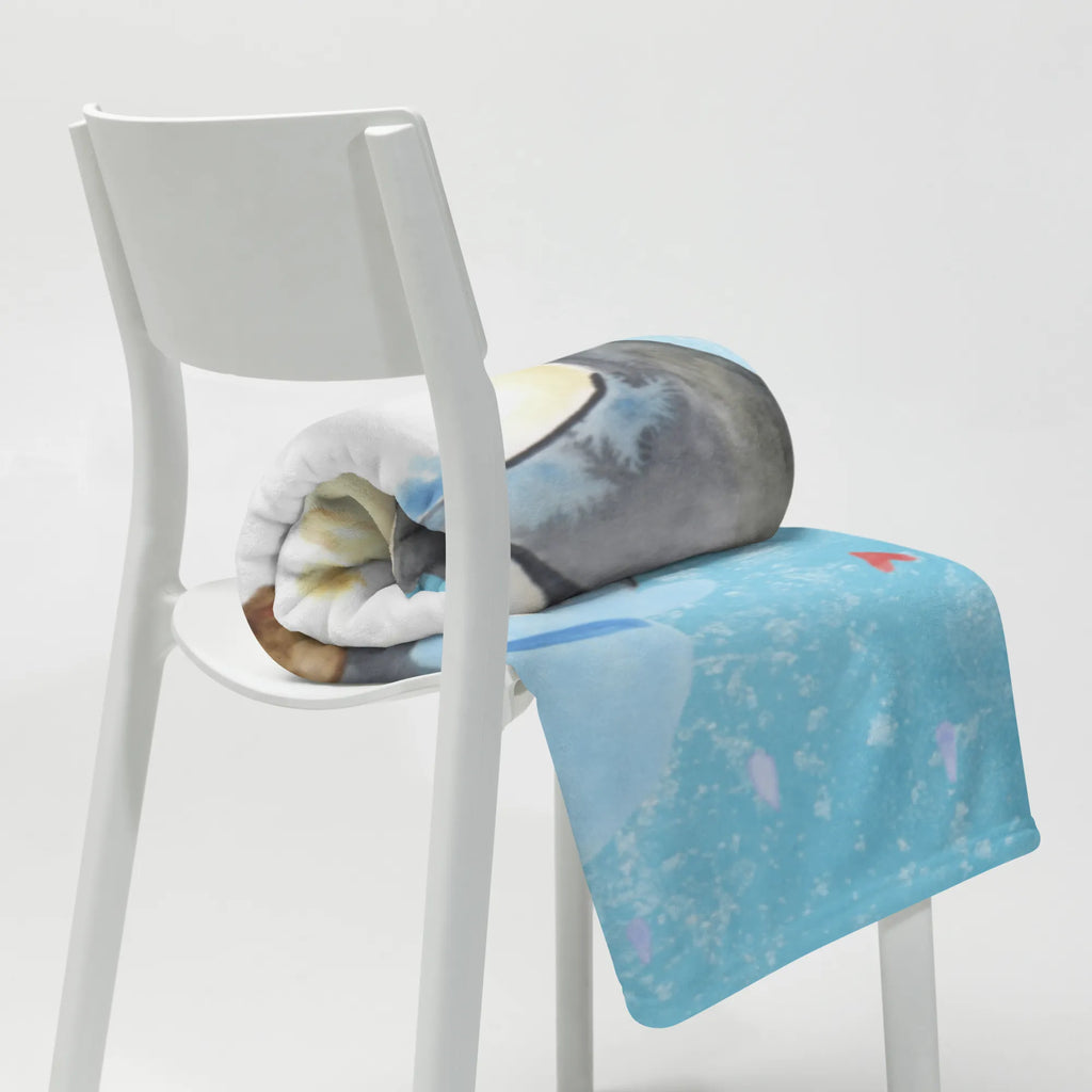 Kuscheldecke Pinguin Duschen Tagesdecke, Wolldecke, Wohndecke, Sofadecke, Decke, Pinguin, Motivation, Neustart, duschen, Lebensmotto, Neuanfang, Pinguine, glücklich sein, Dusche
