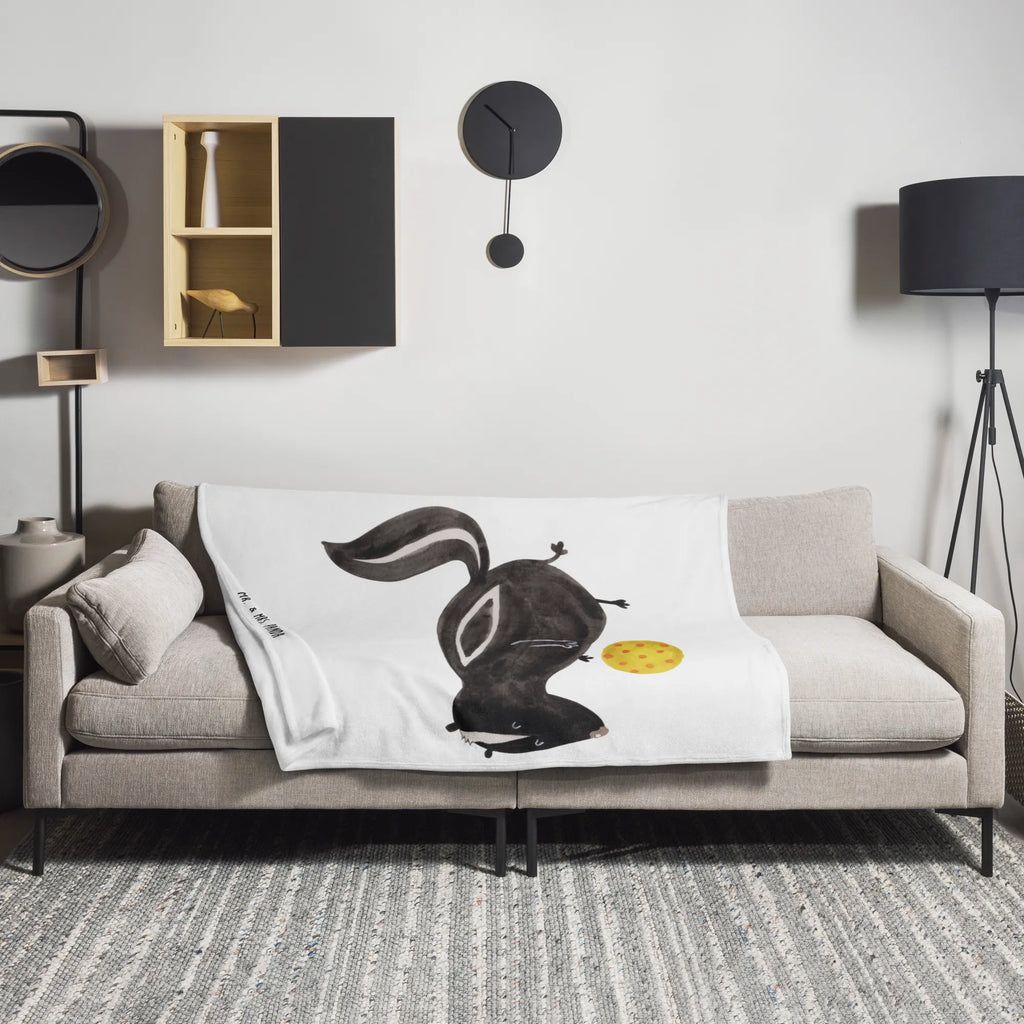 Blanket skunk ball Tagesdecke, Wolldecke, Decke, Sofadecke, Wohndecke, Stinktier, Skunk, Weisheit, verspielt, Stinki, Stinker, Raubtier, Wildtier