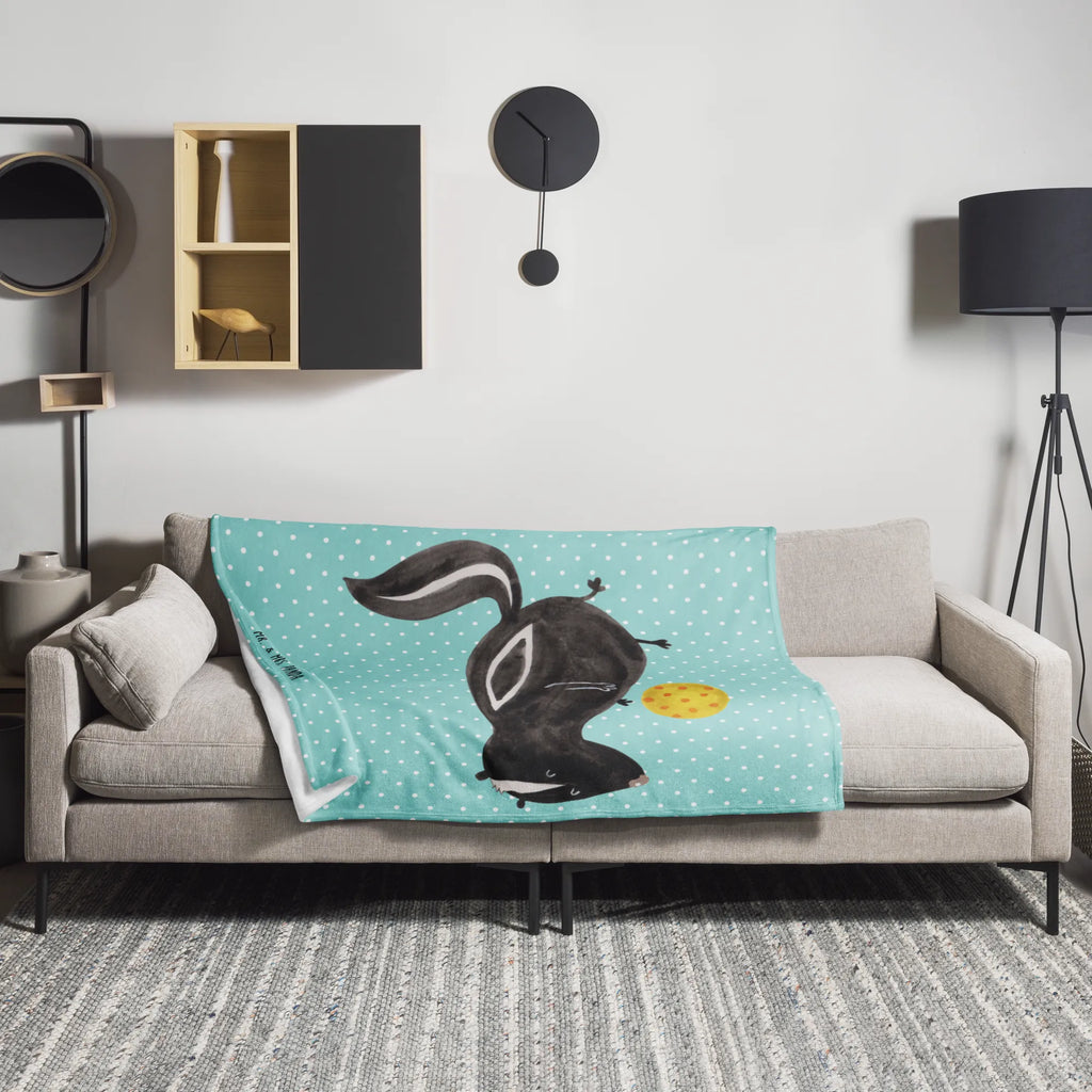 Blanket skunk ball Tagesdecke, Wolldecke, Decke, Sofadecke, Wohndecke, Stinktier, Skunk, Weisheit, verspielt, Stinki, Stinker, Raubtier, Wildtier