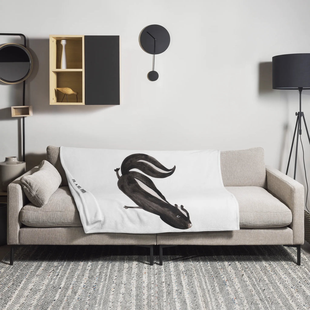 Koc skunks Joga Tagesdecke, Wohndecke, Wolldecke, Sofadecke, Decke, Stinktier, Skunk, Raubtier, Stinker, Liebe, Lache, Lebe, Yoga, Stinki, Namaste, Wildtier