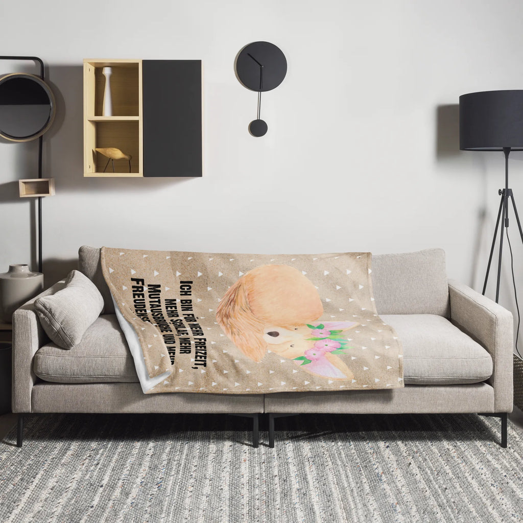 Kuscheldecke Wüstenfuchs Blumenkranz Jahrestagsgeschenk, Entspannen, Decke, Kinderdecke, Sofadecke, Wohndecke, Dekodecke, Schmusedecke, Gemütlich, Wolldecke, Tagesdecke, Mikrofaser Decke, Wohnzimmerdecke, Kuschelfleecedecke, Dekoration, Kuscheldecke XXL, Fleecedecke, Weihnachtsgeschenk, Afrika, Wildtiere, Glücklich, Wüstenfuchs, Blumenkranz, Wüste, Blumen