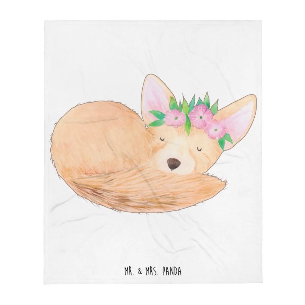 Kuscheldecke Wüstenfuchs Blumenkranz Jahrestagsgeschenk, Entspannen, Decke, Kinderdecke, Sofadecke, Wohndecke, Dekodecke, Schmusedecke, Gemütlich, Wolldecke, Tagesdecke, Mikrofaser Decke, Wohnzimmerdecke, Kuschelfleecedecke, Dekoration, Kuscheldecke XXL, Fleecedecke, Weihnachtsgeschenk, Afrika, Wildtiere, Glücklich, Wüstenfuchs, Blumenkranz, Wüste, Blumen