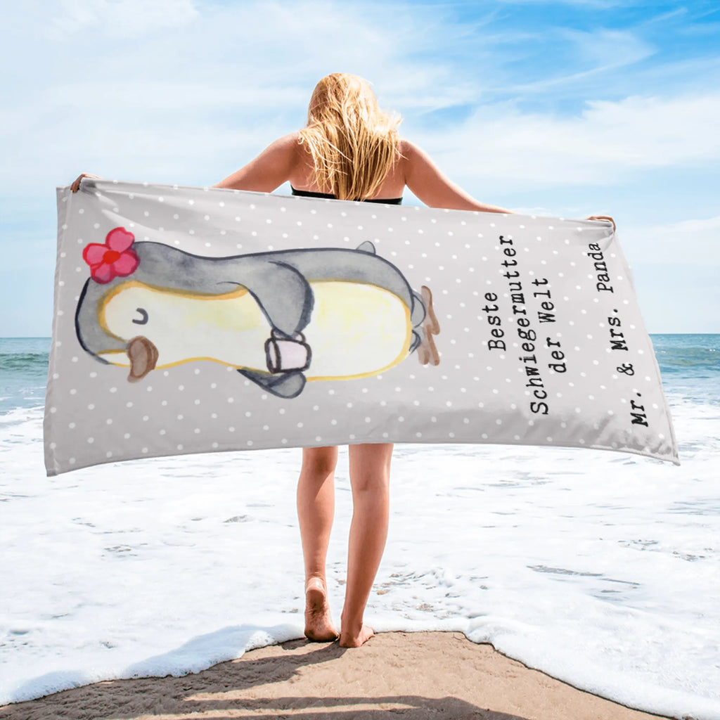 XL bath towel penguin Best mother in law in the world luxury bath sheet, large beach towel, oversized towel, XL bath towel, spa towel, extra large swim towel, for, thank you, gift, giving, birthday, birthday present, gift idea, souvenir, make you happy, gift tip, mother-in-law, mom, by marriage, parents-in-law, mother, Mother-in-law, spouse&#39;s mother