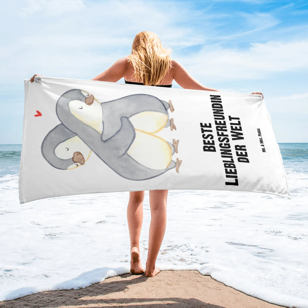 XL ręcznik kąpielowy Pingwin Najlepsza ulubiona przyjaciółka na świecie dla, Dziękuję, Prezent, Wręczyć, Urodziny, Prezent urodzinowy, Pomysł na prezent, Podziękować, Upominek, Sprawić radość, Tip na prezent