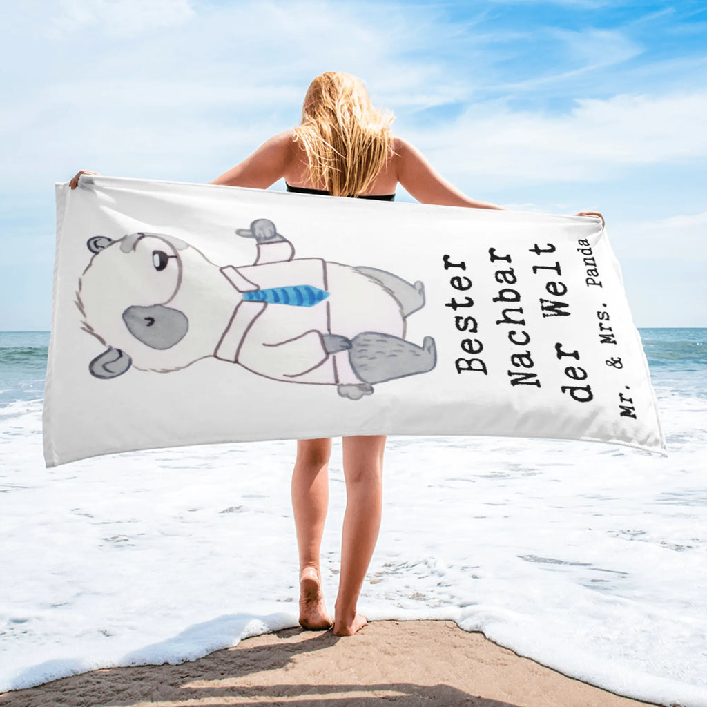 XL ręcznik kąpielowy Panda Najlepszy sąsiad na świecie dla, Dziękuję, Prezent, Wręczyć, Urodziny, Prezent urodzinowy, Pomysł na prezent, Podziękować, Upominek, Sprawić radość, Tip na prezent