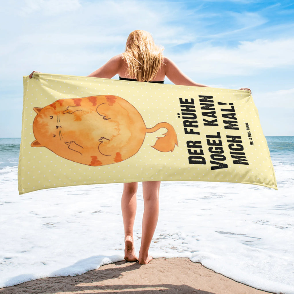 XL bath towel Cat Early riser large beach towel, XL bath towel, luxury bath sheet, oversized towel, spa towel, extra large swim towel, cat, tomcat, kitty, meow, kitten, housecat, mama cat, love cats, cat image, cat fan, cat lover, cat fancier, cat decoration, gift for cat lover, cat owner, funny cats, cat sayings, cat motto, funny cat gifts, fan merchandise, cat stuff, animal lover, The early bird can kiss my ass, early riser, morning grumbler, cats, coffee, pussy