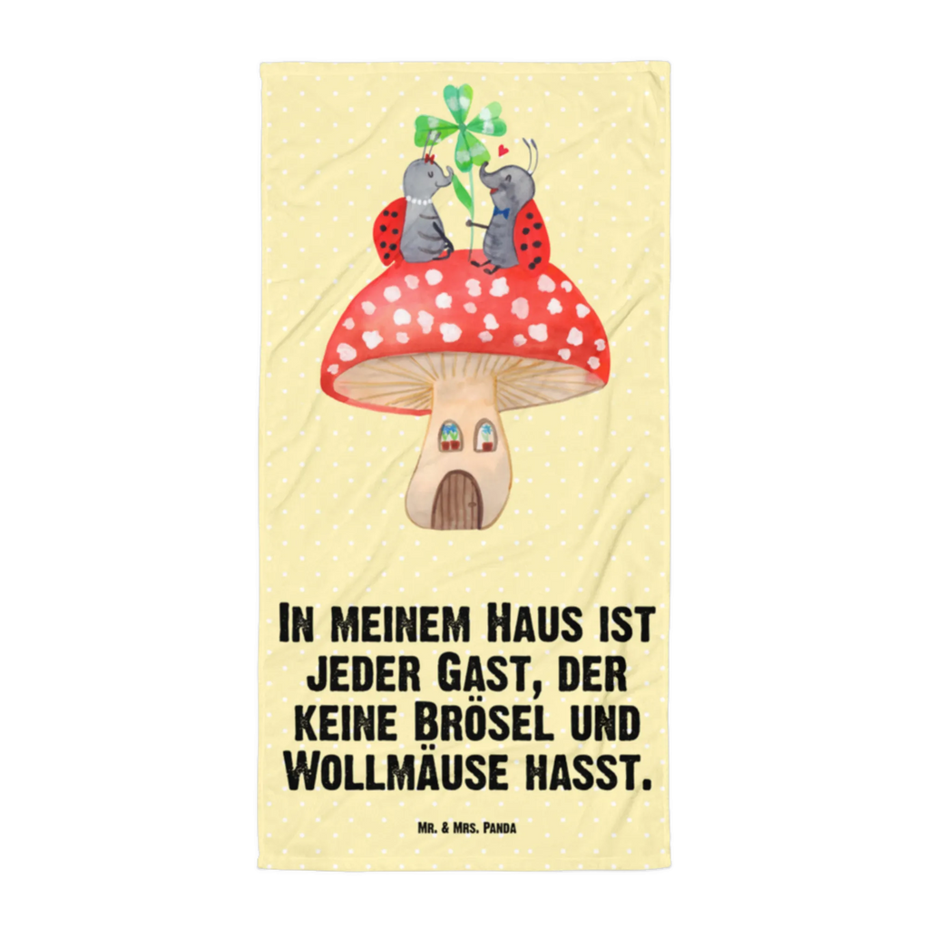 XL bath towel ladybug toadstool luxury bath sheet, large beach towel, XL bath towel, oversized towel, extra large swim towel, spa towel, small animals, cute, funny, cute animal motives, hand drawn, small world, funny sayings, good mood, happy, gifts, gift ideas, special gifts, animal lover, card, flat, toadstool, ladybird, house, at home, house of fleshy fungi