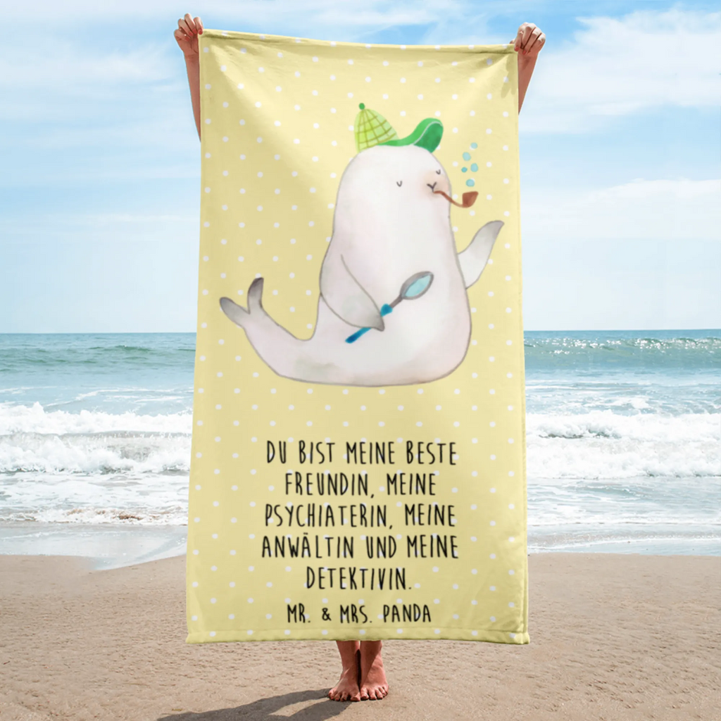 XL bath towel seal sherlock luxury bath sheet, spa towel, XL bath towel, oversized towel, extra large swim towel, large beach towel, small animals, cute, funny, cute animal motives, hand drawn, small world, funny sayings, good mood, happy, gifts, gift ideas, special gifts, animal lover, card