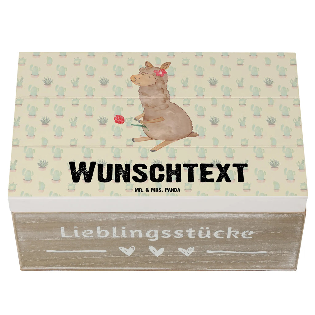 Personalizowane drewniane pudełko alpaka kwiat Alpaka, Lama