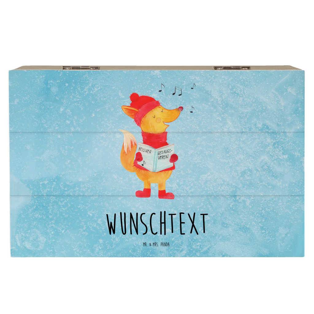 Personalizowane drewniane pudełko lis Śpiewak Zima, Boże Narodzenie, dekoracje świąteczne, Mikołaj, Adwent, Wigilia, zimowy motyw