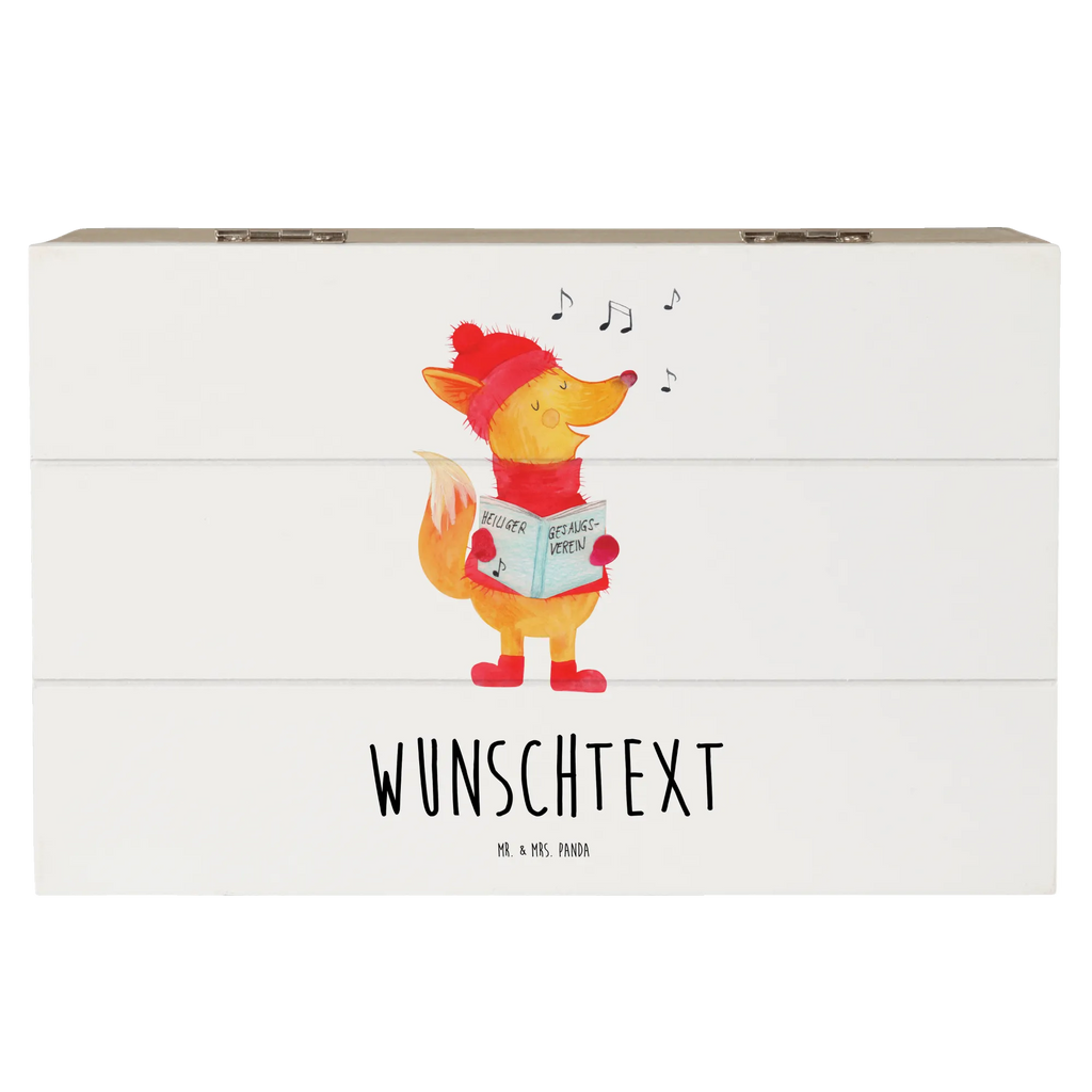 Personalizowane drewniane pudełko lis Śpiewak Zima, Boże Narodzenie, dekoracje świąteczne, Mikołaj, Adwent, Wigilia, zimowy motyw