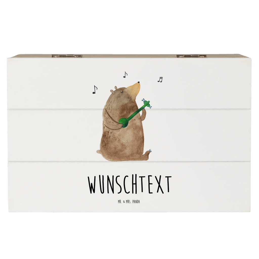 Personalizowane drewniane pudełko niedźwiedź Gitara Niedźwiedź, Miś, Pluszowy miś