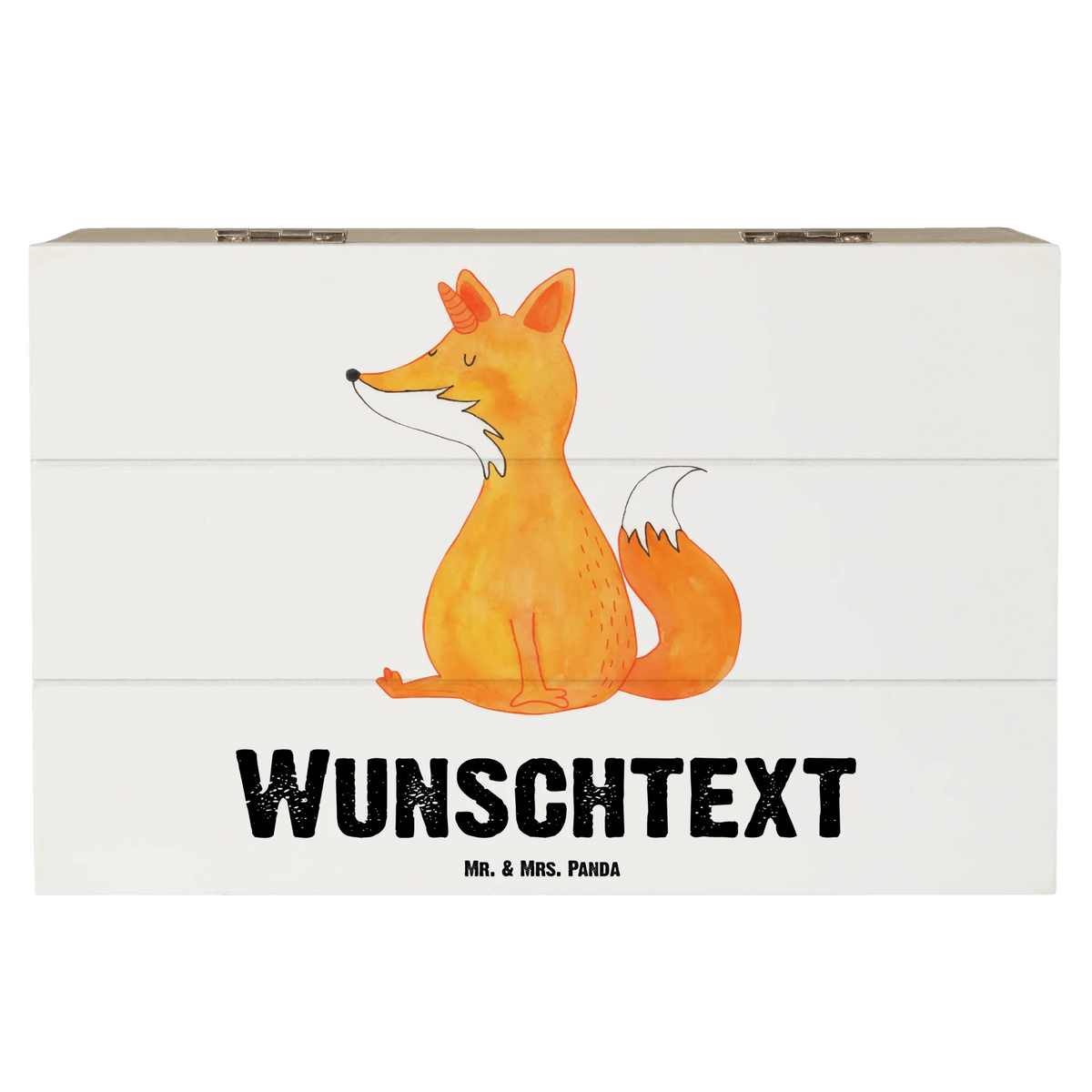 Personalised wooden chest unicorn Wish foxes, fox horns