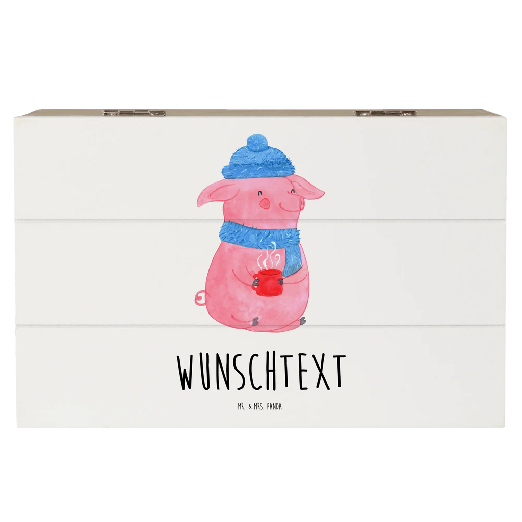 Personalizowane drewniane pudełko Świnka grzane wino Zima, Boże Narodzenie, dekoracje świąteczne, Mikołaj, Adwent, Wigilia, zimowy motyw