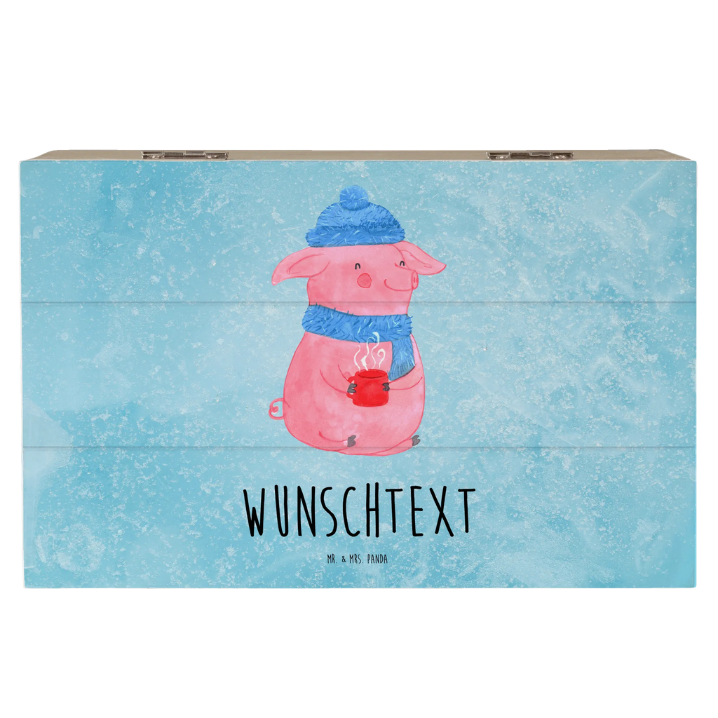 Personalizowane drewniane pudełko Świnka grzane wino Zima, Boże Narodzenie, dekoracje świąteczne, Mikołaj, Adwent, Wigilia, zimowy motyw