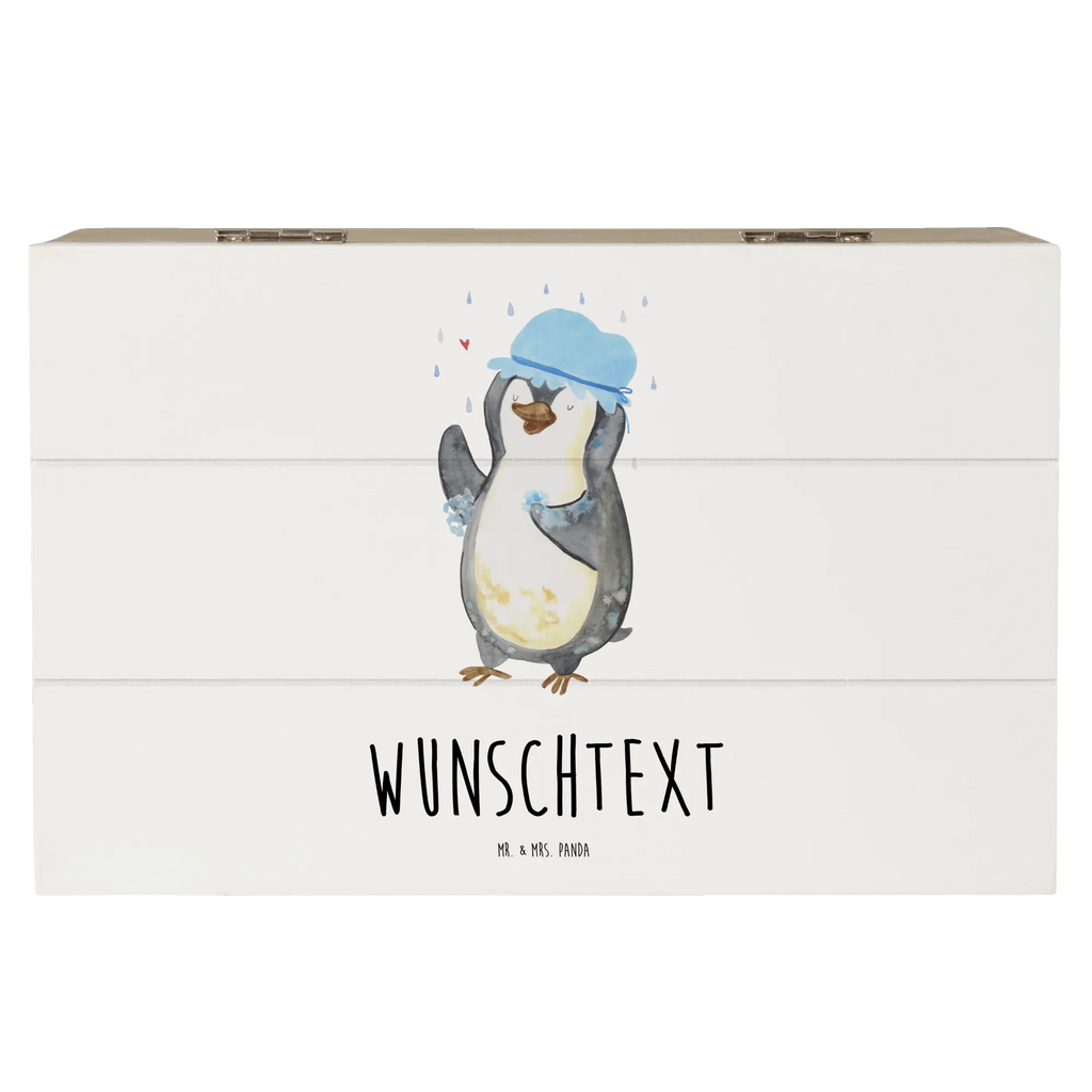 Personalizowane drewniane pudełko Pingwin Prysznic Pinguin