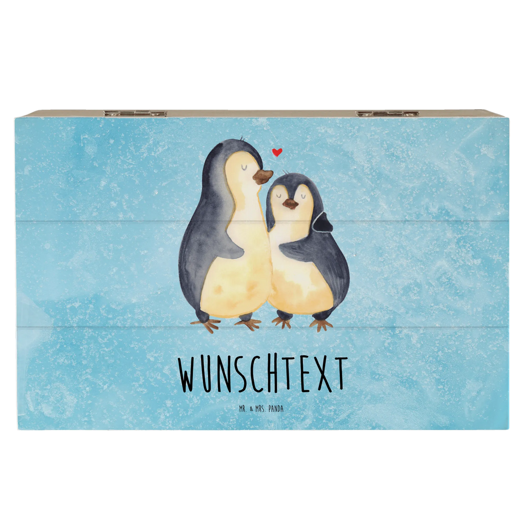 Personalizowane drewniane pudełko Pingwin przytulać Pinguin