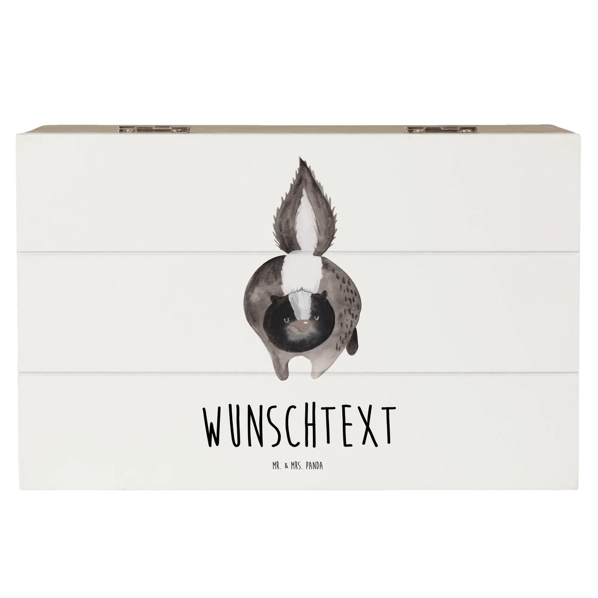 Personalised wooden chest skunk attack threatening, angry, stinky, predator, wild animal