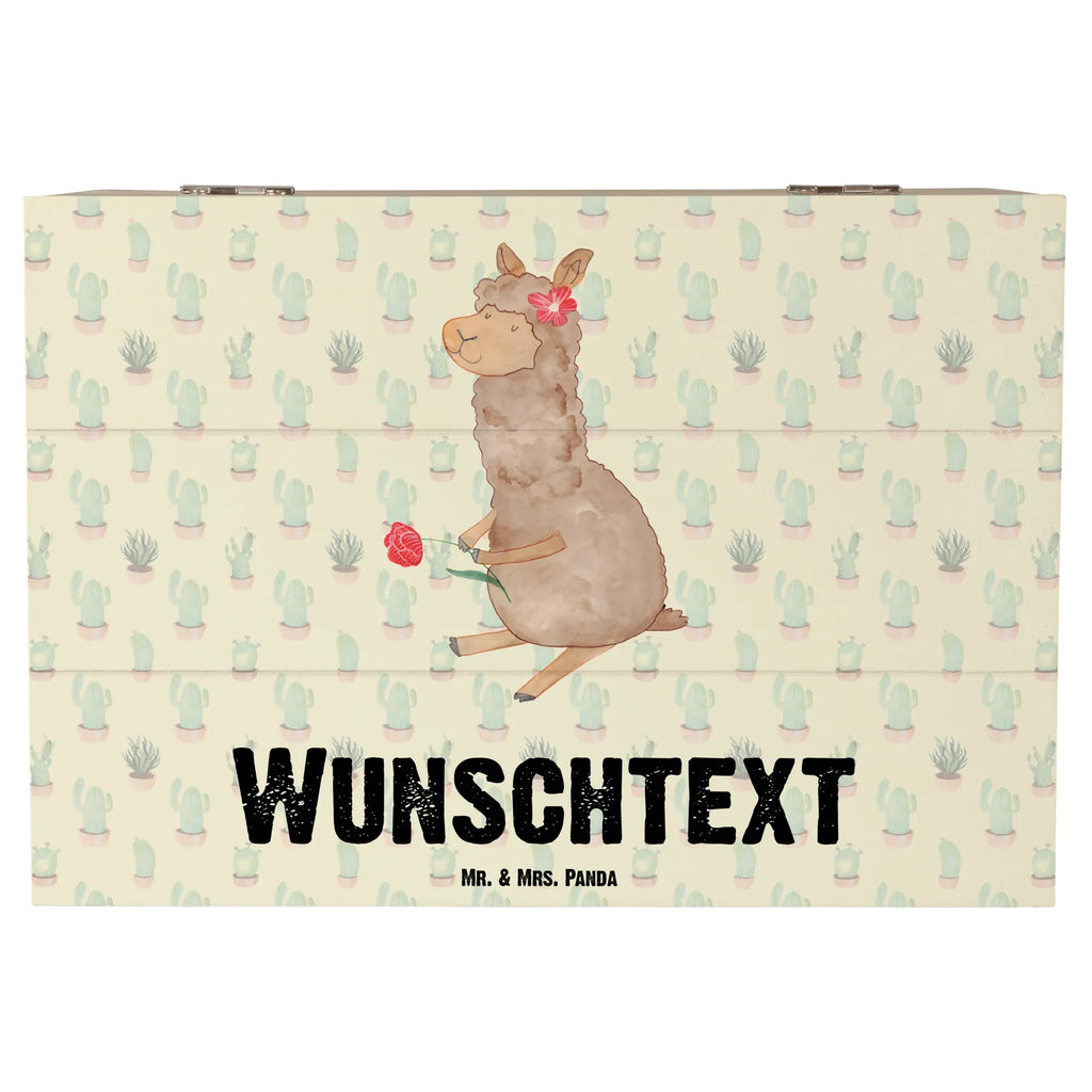 Personalizowane drewniane pudełko alpaka kwiat Alpaka, Lama