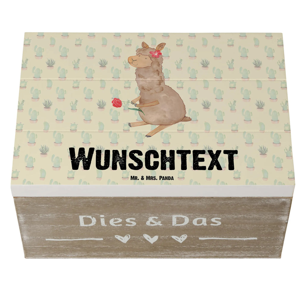 Personalizowane drewniane pudełko alpaka kwiat Alpaka, Lama