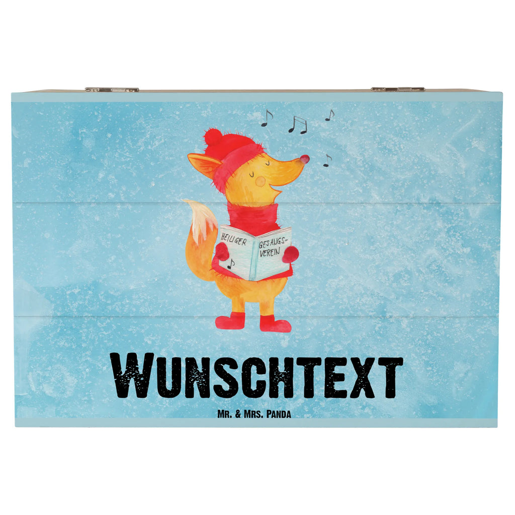 Personalizowane drewniane pudełko lis Śpiewak Zima, Boże Narodzenie, dekoracje świąteczne, Mikołaj, Adwent, Wigilia, zimowy motyw