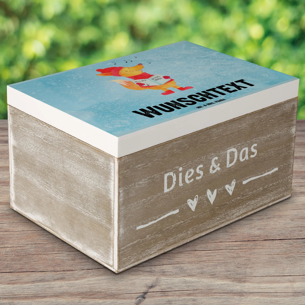 Personalizowane drewniane pudełko lis Śpiewak Zima, Boże Narodzenie, dekoracje świąteczne, Mikołaj, Adwent, Wigilia, zimowy motyw