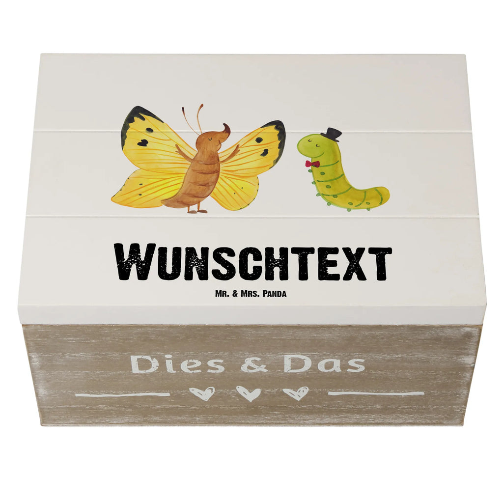 Personalizowane drewniane pudełko gąsienica motyl Motywy zwierzęce, dobra energia, zabawne powiedzonka, zwierzęta