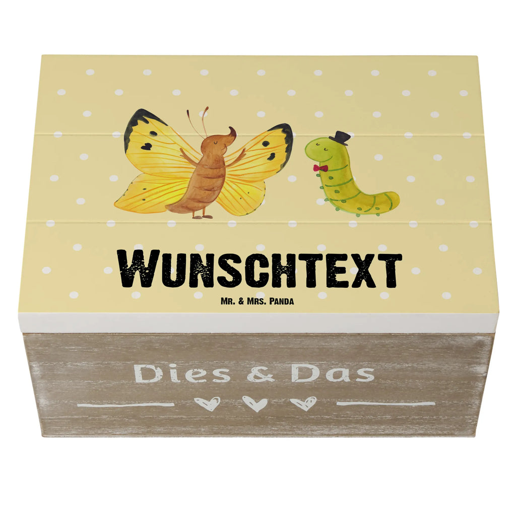 Personalizowane drewniane pudełko gąsienica motyl Motywy zwierzęce, dobra energia, zabawne powiedzonka, zwierzęta