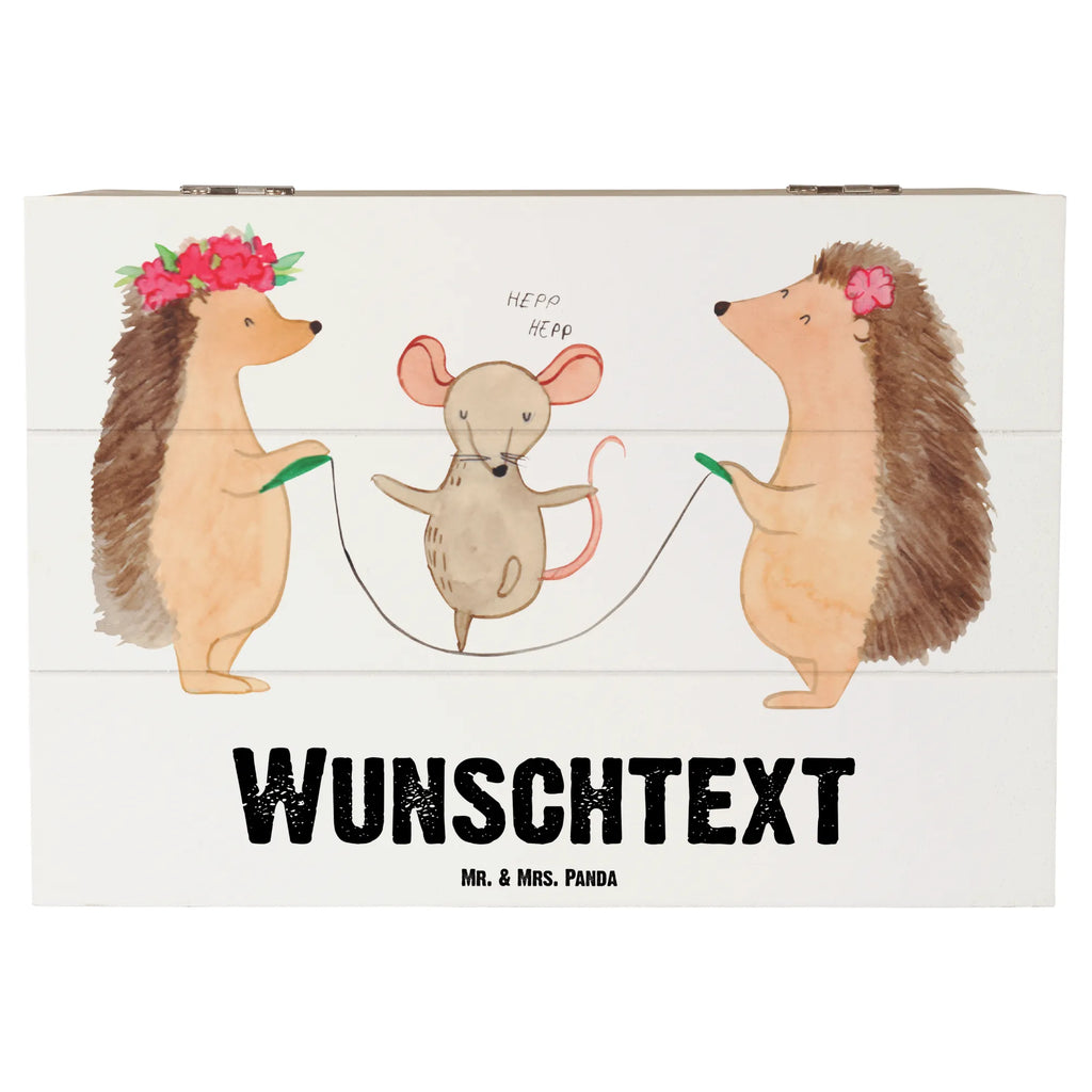 Personalizowane drewniane pudełko jeż Skakanie na skakance Motywy zwierzęce, dobra energia, zabawne powiedzonka, zwierzęta