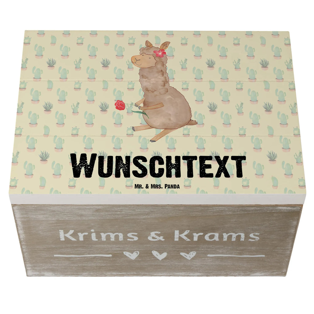 Personalizowane drewniane pudełko alpaka kwiat Alpaka, Lama