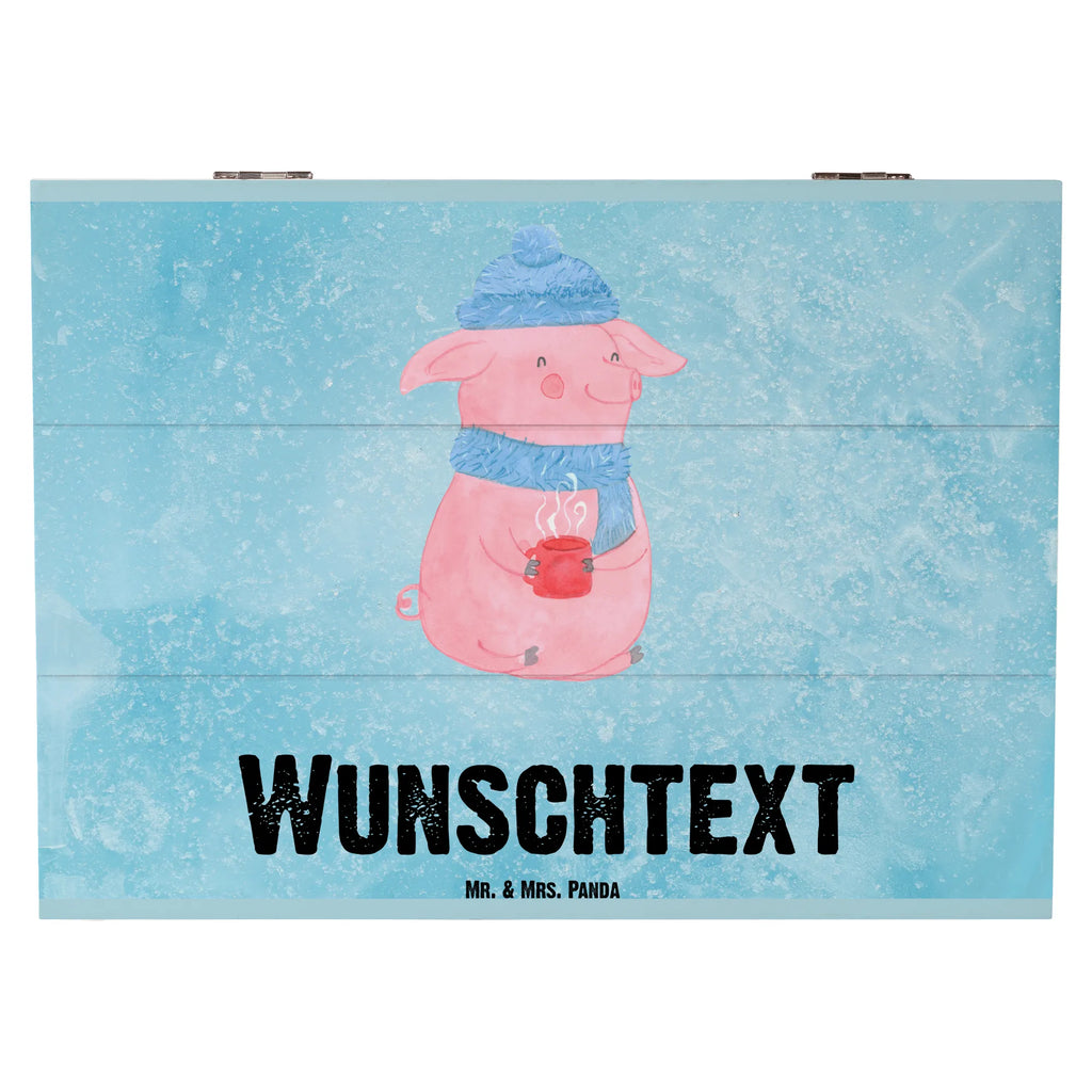 Personalizowane drewniane pudełko Świnka grzane wino Zima, Boże Narodzenie, dekoracje świąteczne, Mikołaj, Adwent, Wigilia, zimowy motyw